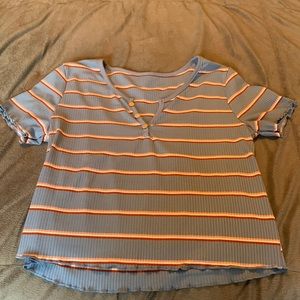 Stripped button up crop top